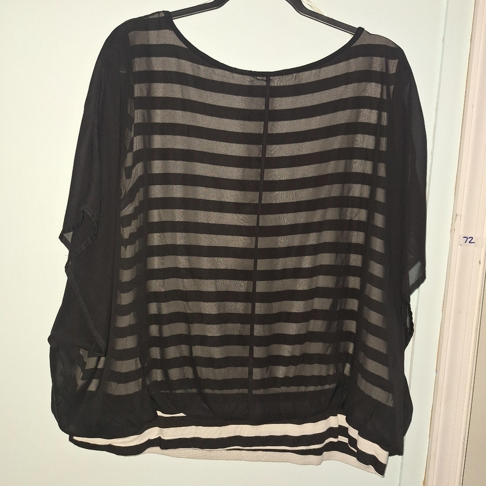 Alyx Sheer Black and White Striped Blouse**